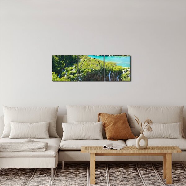 Slika - Slapovi (sa satom) (90x30 cm)