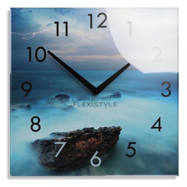 Ukrasni stakleni sat s motivom oceana, 30 cm