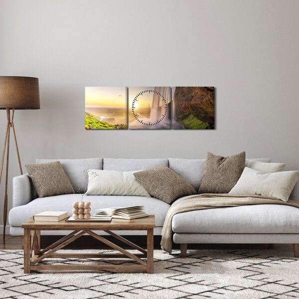 Slika - Seljalandsfoss iza špilje (sa satom) (90x30 cm)