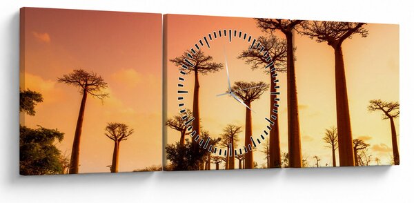 Slika - Zalazak sunca u Aleji baobaba (sa satom) (90x30 cm)