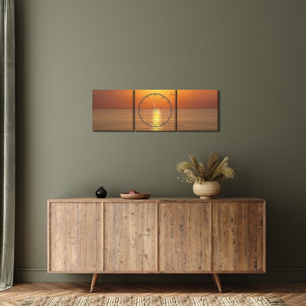 Slika - Zalazak sunca iznad oceana (sa satom) (90x30 cm)