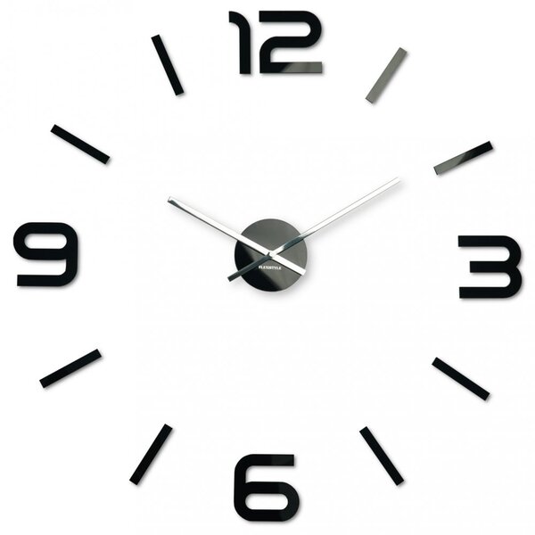 Dizajnerski crni zidni sat koji se lijepi, 80 cm Crno