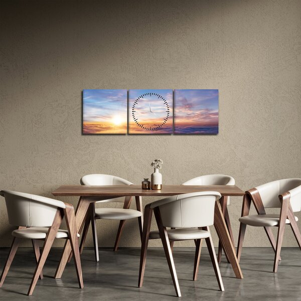 Slika - Zalazak sunca iznad oblaka (sa satom) (90x30 cm)