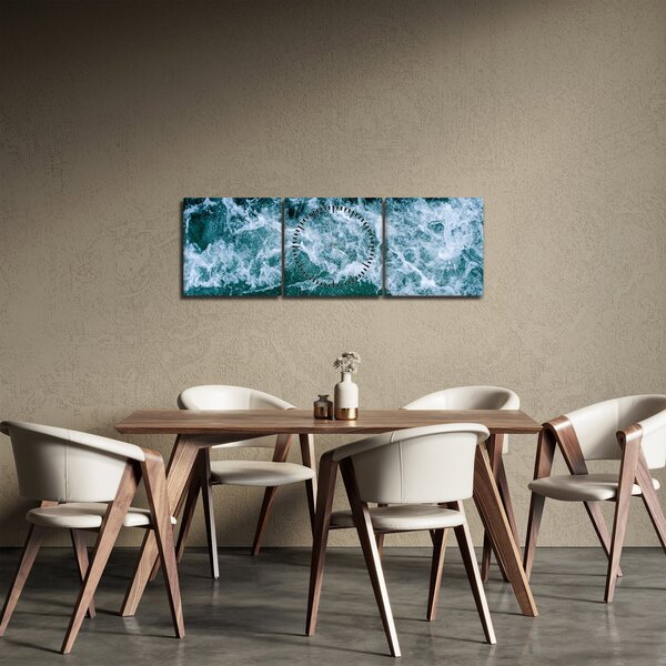 Slika - Oceanski valovi (sa satom) (90x30 cm)