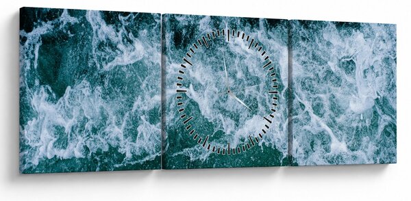 Slika - Oceanski valovi (sa satom) (90x30 cm)