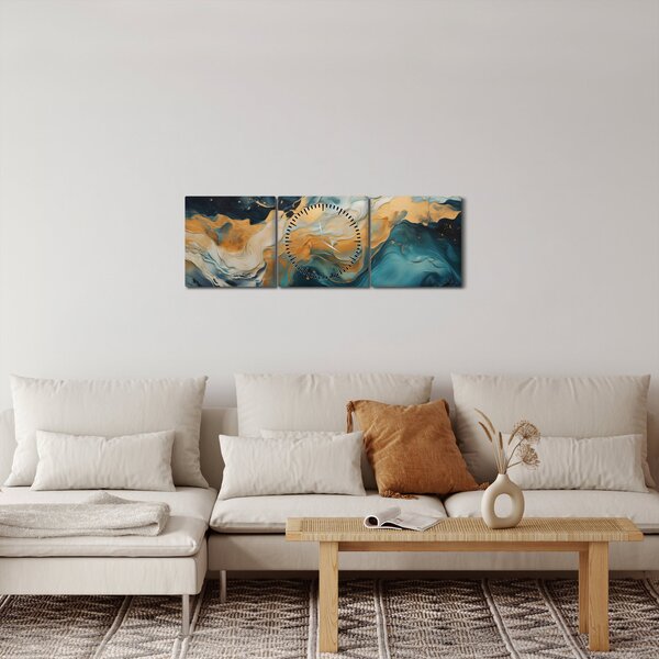 Slika - Apstrakcija (sa satom) (90x30 cm)