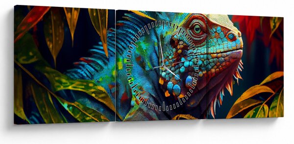 Slika - Šarena iguana (sa satom) (90x30 cm)