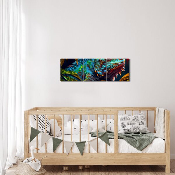 Slika - Šarena iguana (sa satom) (90x30 cm)