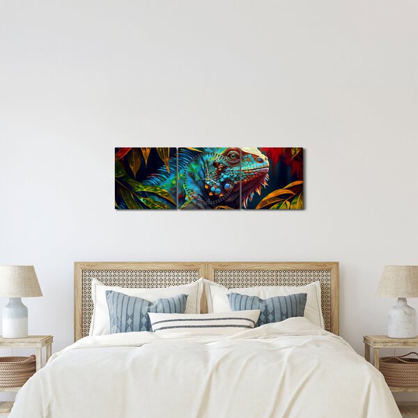 Slika - Šarena iguana (sa satom) (90x30 cm)