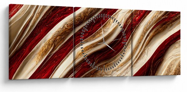 Slika - Zlatno-bijela tekstura (sa satom) (90x30 cm)