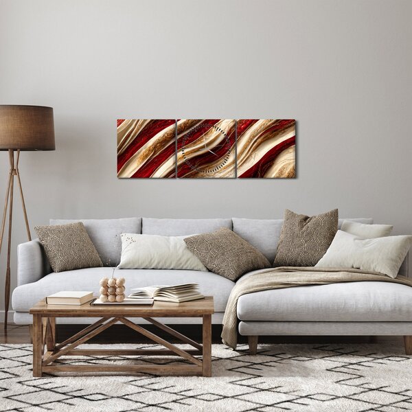 Slika - Zlatno-bijela tekstura (sa satom) (90x30 cm)