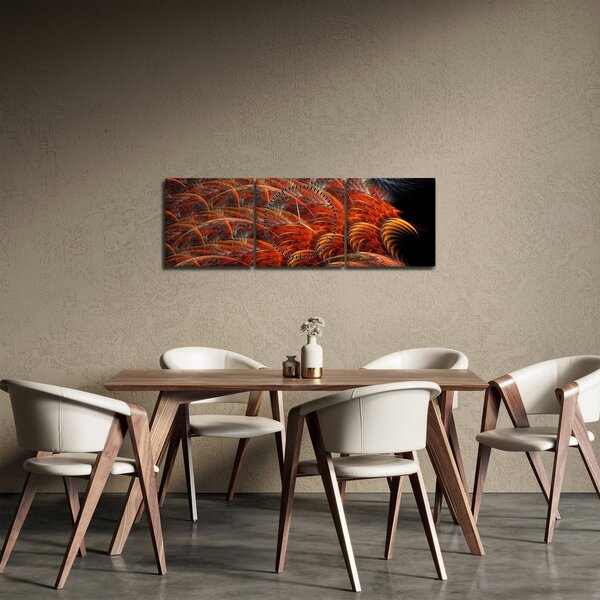 Slika - Apstraktna imitacija perja (sa satom) (90x30 cm)