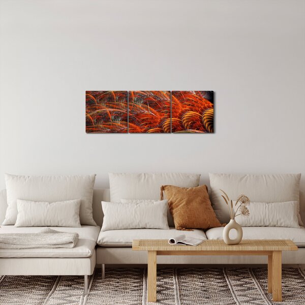 Slika - Apstraktna imitacija perja (sa satom) (90x30 cm)