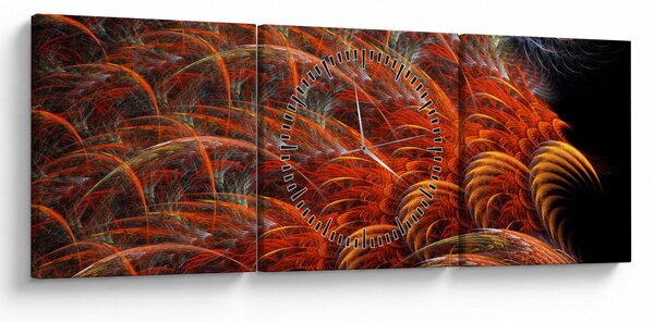 Slika - Apstraktna imitacija perja (sa satom) (90x30 cm)