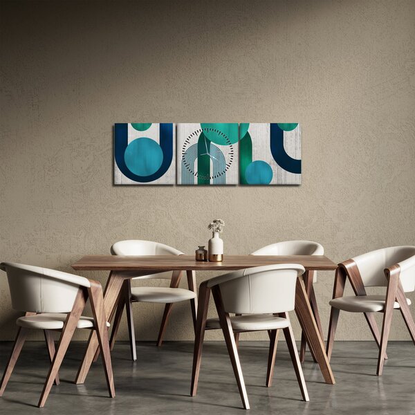 Slika - Linije i kružni oblici (sa satom) (90x30 cm)