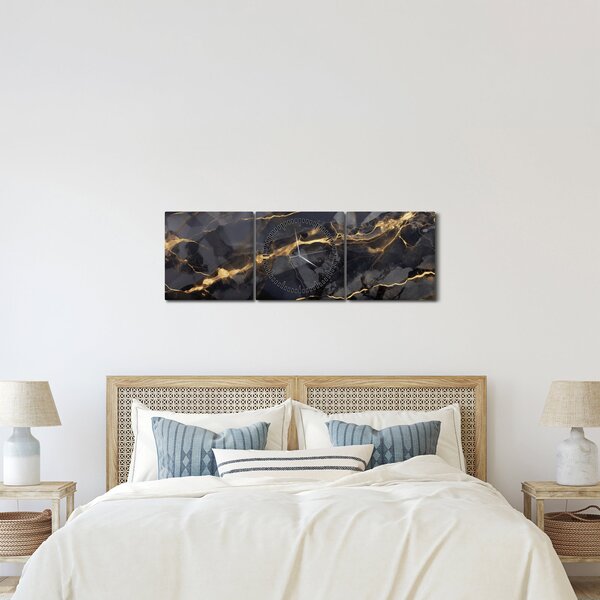 Slika - Crno - zlatni dekor (sa satom) (90x30 cm)