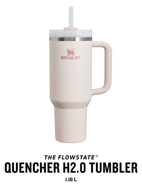Svijetlo ružičasta termosica od nehrđajućeg čelika sa slamkom 1,18 l Quencher H2.0 FlowState Tumbler Rose Quartz – Stanley