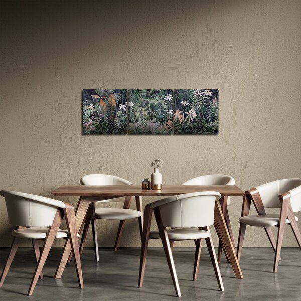 Slika - Slikani uzorak džungle (sa satom) (90x30 cm)