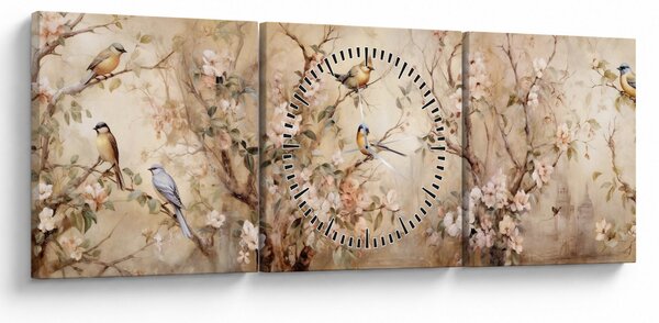 Slika - Vintage slika ptica II. (sa satom) (90x30 cm)