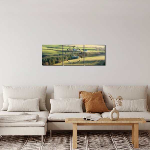 Slika - Drvena polica s pejzažom (sa satom) (90x30 cm)