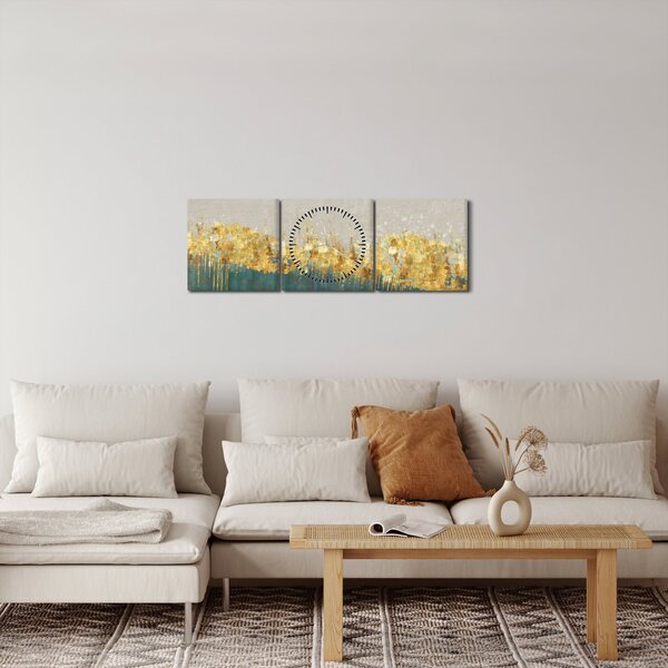 Slika - Tekstura sa zlatnim ukrasom (sa satom) (90x30 cm)