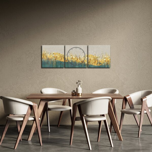 Slika - Tekstura sa zlatnim ukrasom (sa satom) (90x30 cm)