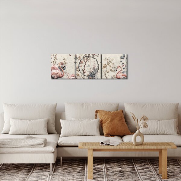 Slika - Crtanje flaminga (sa satom) (90x30 cm)