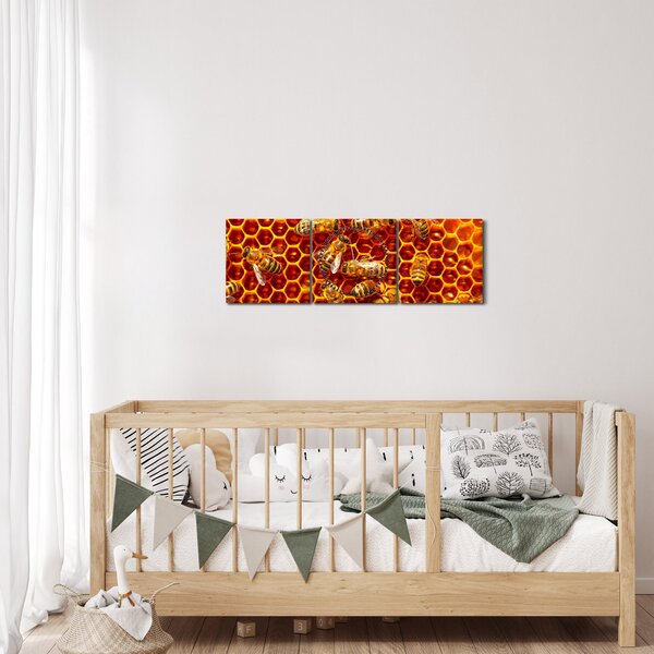 Slika - Saće (sa satom) (90x30 cm)