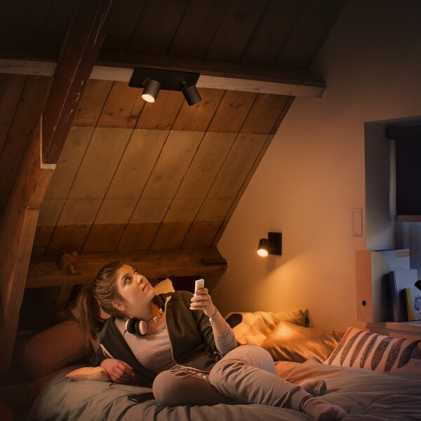 Stropne Svjetiljka Philips Hue, Philips Hue Runner, prigušiv, Crno, Dnevna soba, Aluminij, Moderan