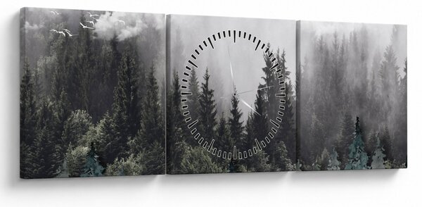 Slika - Šuma s ilustriranim elementima (sa satom) (90x30 cm)