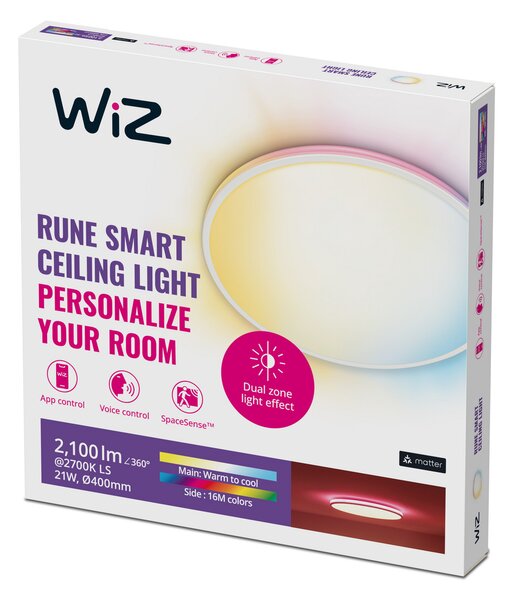 Stropne Svjetiljka WiZ, Rune, prigušiv, Bijela, Dnevna soba, Plastika, Moderan