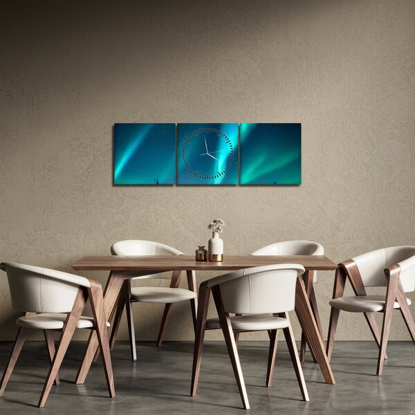 Slika - polarna svjetlost (sa satom) (90x30 cm)