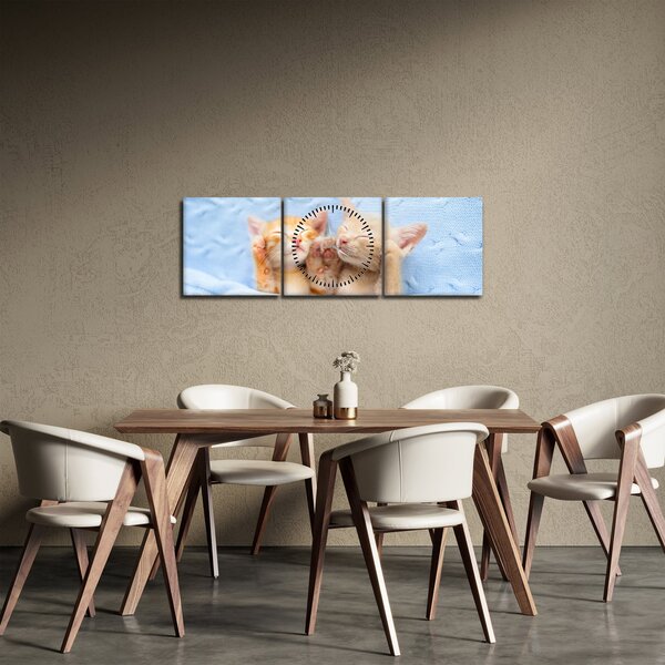 Slika - Mačići koji spavaju (sa satom) (90x30 cm)