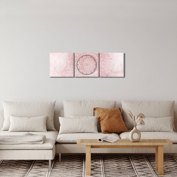 Slika - Ružičasta mandala (sa satom) (90x30 cm)