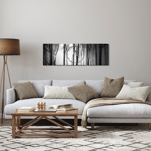 Slika - Vuk u mračnoj šumi (sa satom) (90x30 cm)