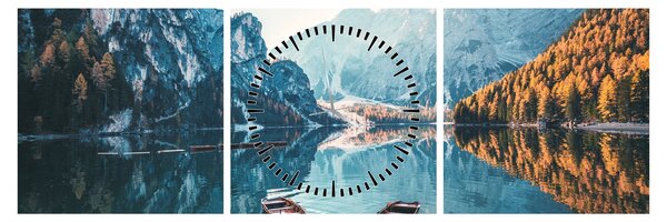 Slika - Čamci na jezeru Braies (sa satom) (90x30 cm)