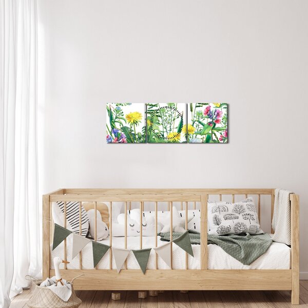 Slika - Slikano livadsko cvijeće (sa satom) (90x30 cm)