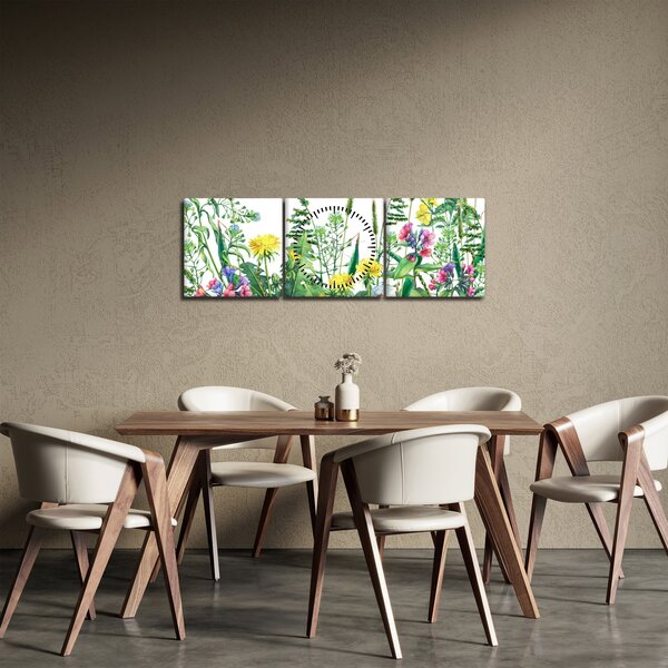 Slika - Slikano livadsko cvijeće (sa satom) (90x30 cm)