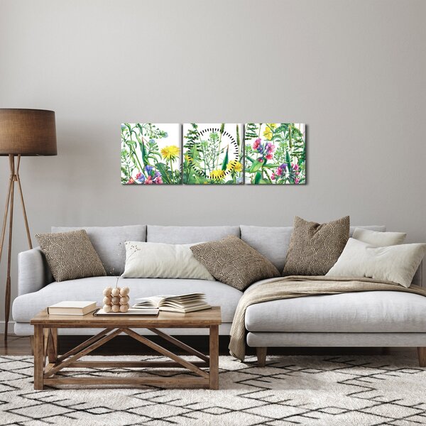 Slika - Slikano livadsko cvijeće (sa satom) (90x30 cm)