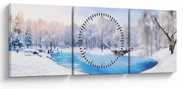 Slika - Ledeno jezero (sa satom) (90x30 cm)