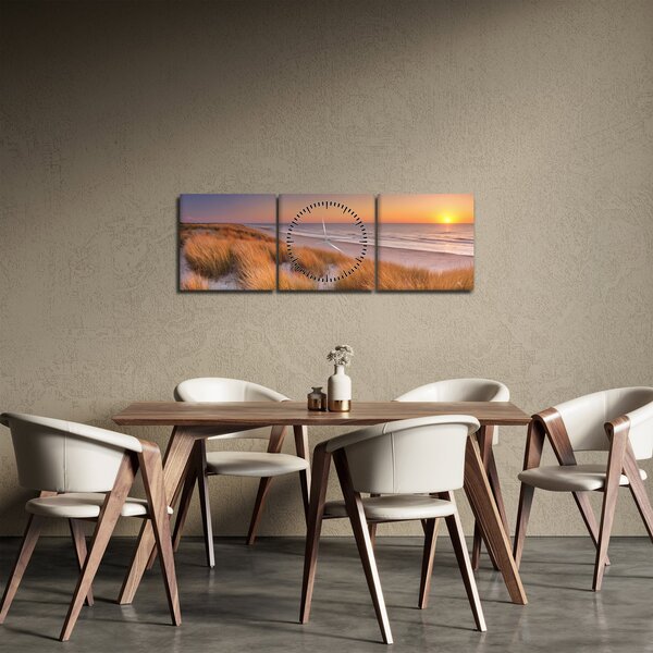 Slika - Plaža u zalasku sunca (sa satom) (90x30 cm)