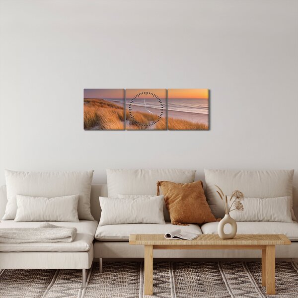 Slika - Plaža u zalasku sunca (sa satom) (90x30 cm)