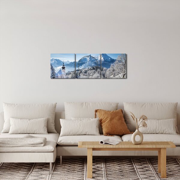 Slika - Pogled na zimski krajolik (sa satom) (90x30 cm)