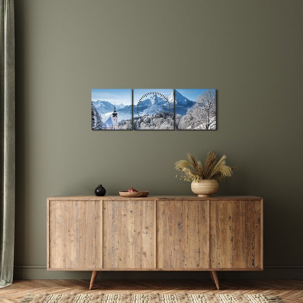 Slika - Pogled na zimski krajolik (sa satom) (90x30 cm)