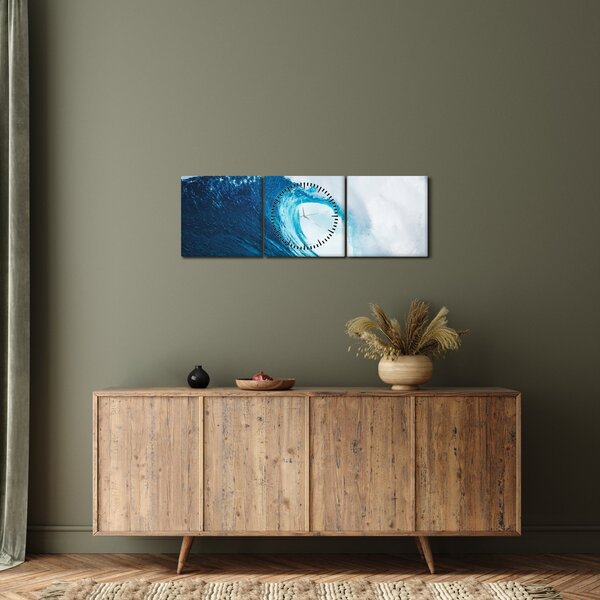 Slika - Oceanski val (sa satom) (90x30 cm)