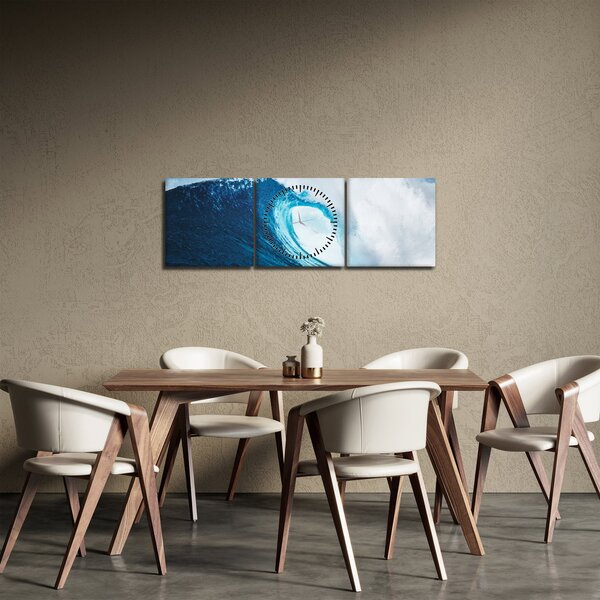 Slika - Oceanski val (sa satom) (90x30 cm)