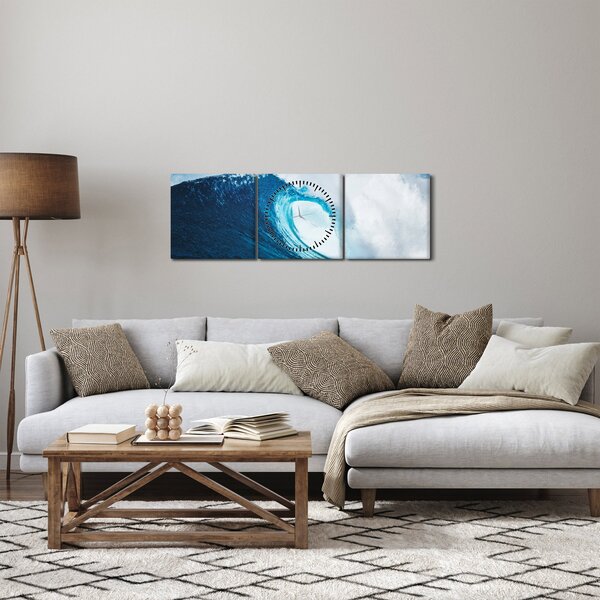 Slika - Oceanski val (sa satom) (90x30 cm)