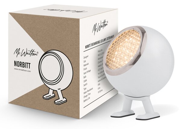 Stolne Lampa MR. WATTSON, Norbitt, prigušiv, Bijela, Dnevna soba, Aluminij, Moderan