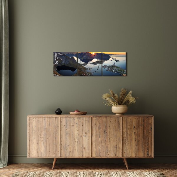 Slika - Planinski pejzaž, Norveška (sa satom) (90x30 cm)