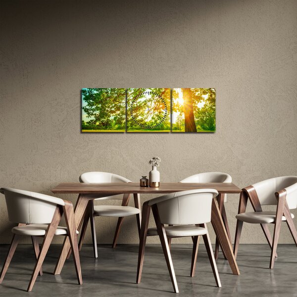 Slika - Sunčana šuma (sa satom) (90x30 cm)